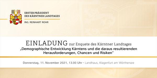 Vorschau Einladung Enquete des Ktn. Landtages 11112021