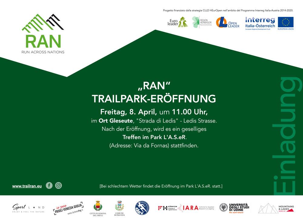 Einladung RAN Trailpark Eröffnung 06.04.2022 Gemona, CrossTrail Projekt