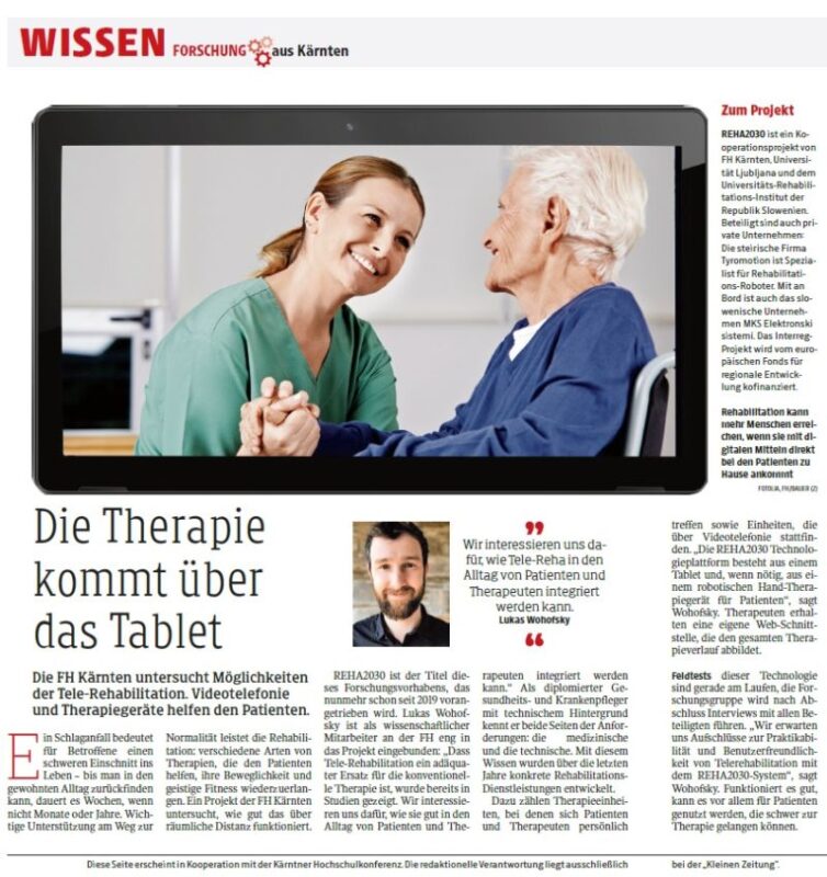 Artikel Kleine Zeitung 01.05.2022 Reha2030