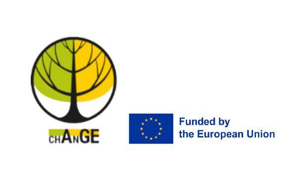 Logo chAnGE-Projekt & Logo EU Fahne mit Text Funded by the European Union