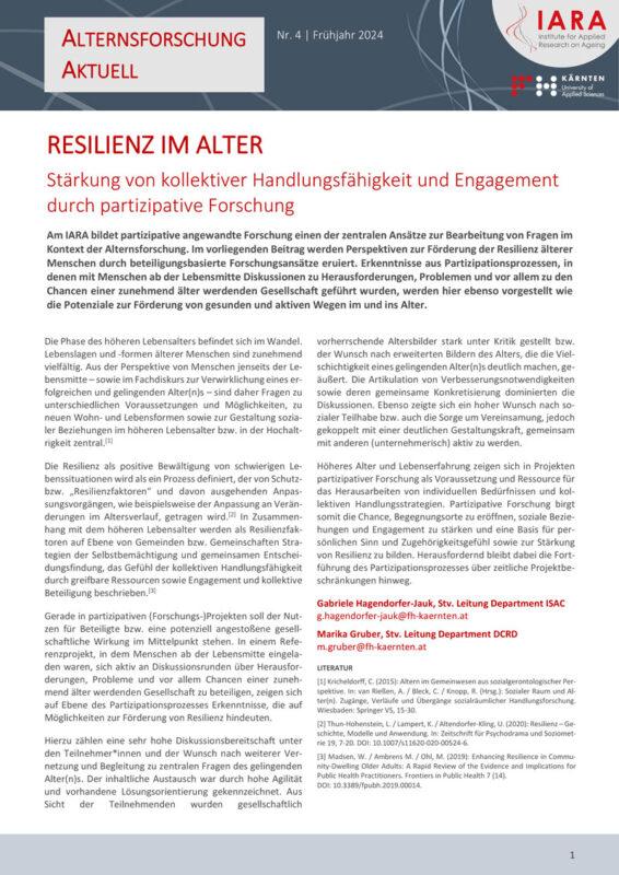 Titelseite Foto Alternsforschung aktuell 4-2024
