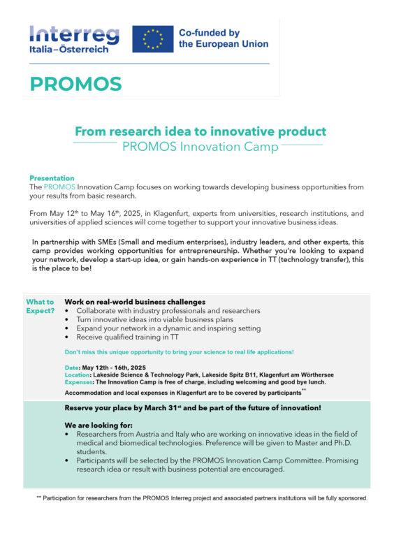 PROMOS Innovation Camp Seite 1 Einladung Flyer