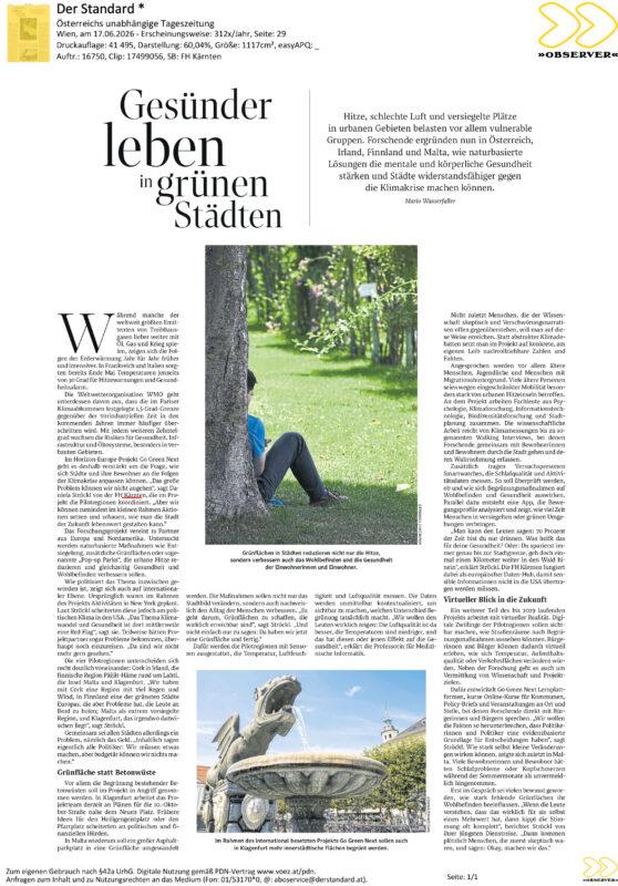 Der Standard Bericht über GoGreenNext