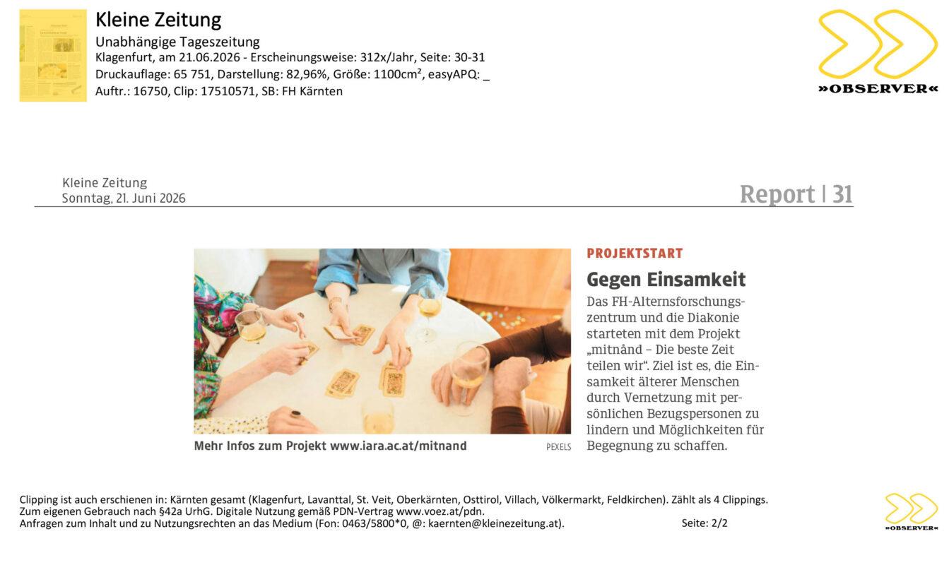 mitnand Kleine Zeitung 21.06.2026